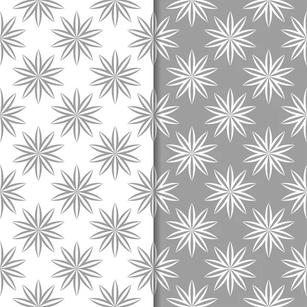 Beyaz ve gri arka plan çiçek kümesi. Tekstil ve duvar kağıtları için dikişsiz desen