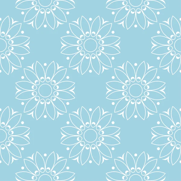 Mavi zemin üzerine beyaz çiçek tasarım. Tekstil ve duvar kağıtları için seamless modeli