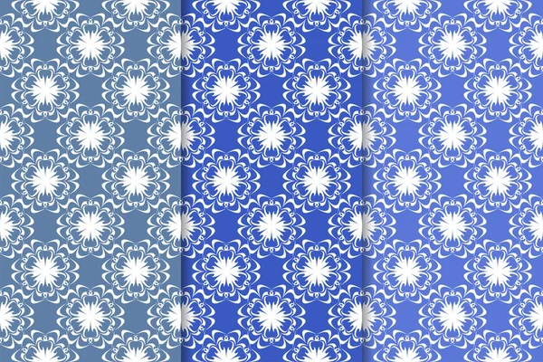 Çiçek desenleri kümesi. Mavi dikey Dikişsiz desen. Duvar kağıdı arka plan