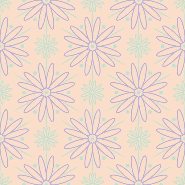 Bej renkli çiçek arka plan. Duvar kağıtları, Tekstil ve kumaş için mor ve mavi elemanları ile Seamless modeli