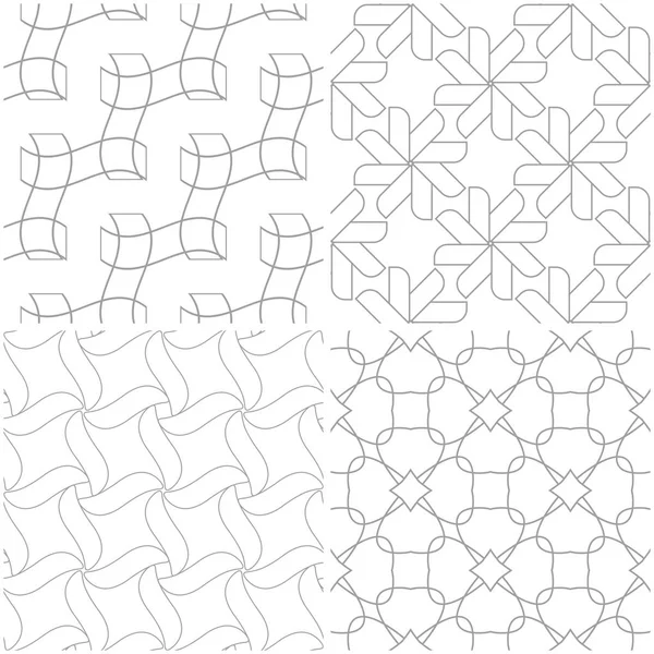 Geometrik desenler. Işık gri ve beyaz sorunsuz arka planlar kümesi. Vektör çizim