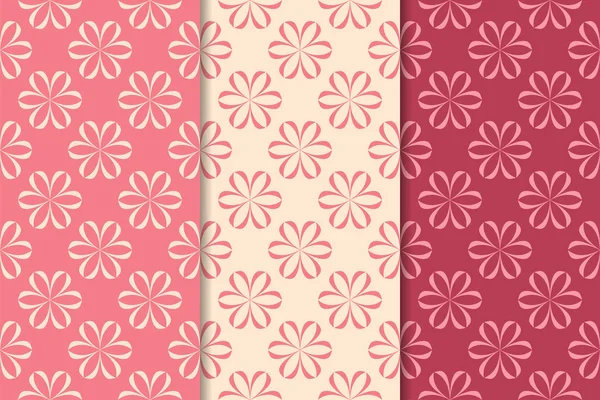 Kırmızı çiçekli süsler kümesi. Kiraz pembe dikey Dikişsiz desen. Duvar kağıdı arka plan