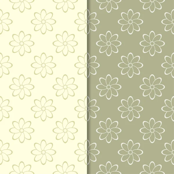 Fondo Floral Verde Oliva Conjunto Patrones Sin Costura Para Textiles — Vector de stock