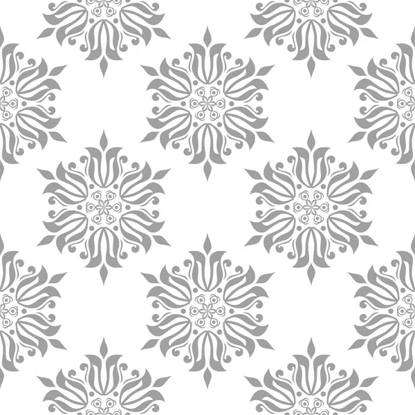 Beyaz arka plan üzerine açık gri çiçek süsleme. Tekstil ve duvar kağıtları için seamless modeli