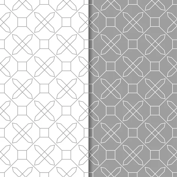 Gri ve beyaz geometrik süsler. Web, Tekstil ve duvar kağıtları için dikişsiz desen seti