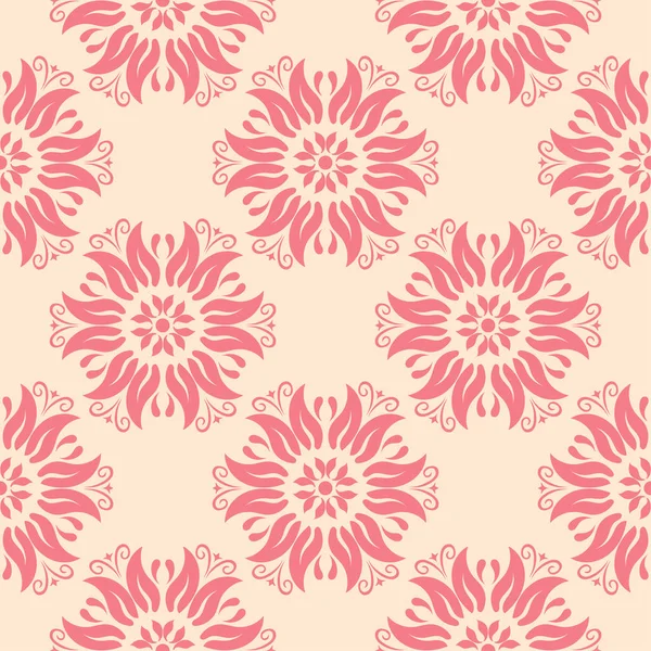 Bej renkli arka plan üzerinde kırmızı çiçekli süs. Tekstil ve duvar kağıtları için seamless modeli