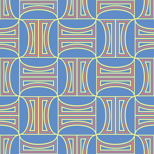 Mavi geometrik sorunsuz arka plan. Tasarım duvar kağıtları, Tekstil ve kumaş kırmızı ve sarı desenli parlak çok renkli