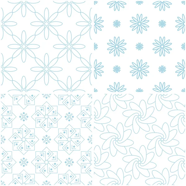 Çiçek desenleri. Beyaz ışık mavi öğeleri kümesi. Sorunsuz arka planlar. Vektör çizim