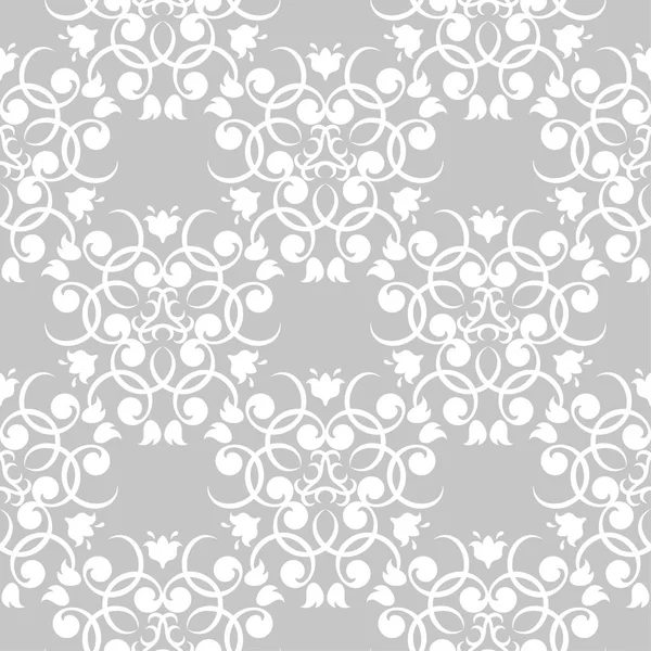 Diseño Floral Blanco Sobre Fondo Gris Patrón Sin Costuras Para — Vector de stock