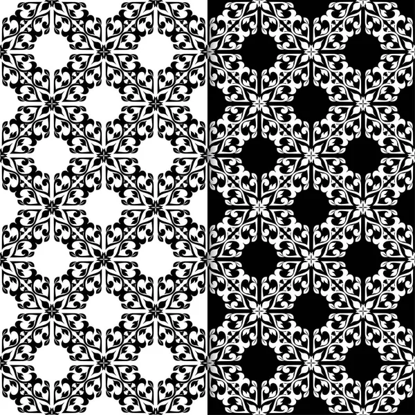 Siyah ve beyaz çiçek arka planlar. Tekstil ve duvar kağıtları için dikişsiz desen seti