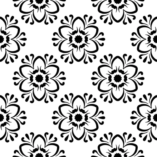 Beyaz arka planda siyah çiçek tasarım. Tekstil ve duvar kağıtları için seamless modeli
