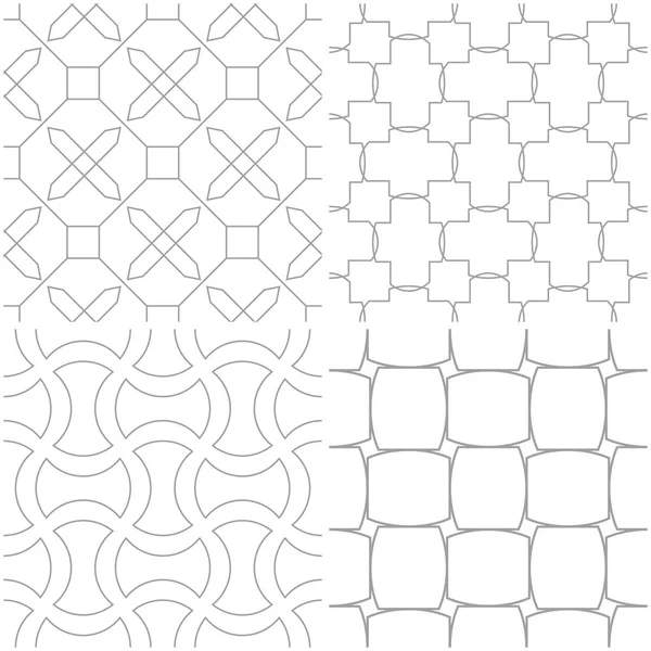 Geometrik desenler. Işık gri ve beyaz sorunsuz arka planlar kümesi. Vektör çizim