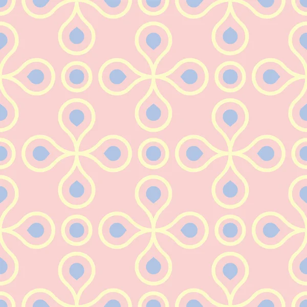 Geometric Seamless Pattern Pale Pink Background Blue Beige Elements Wallpapers — Stock Vector