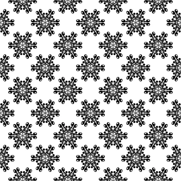 Beyaz arka planda siyah çiçek süsleme. Tekstil ve duvar kağıtları için seamless modeli