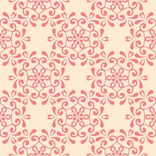 Bej renkli arka plan üzerinde kırmızı çiçekli süs. Tekstil ve duvar kağıtları için seamless modeli