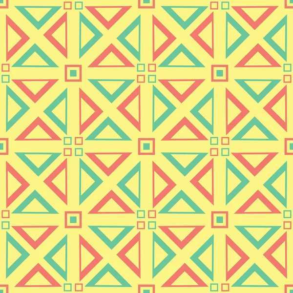 Geometrik seamless modeli. Sarı arka plan duvar kağıtları, Tekstil ve kumaş için pembe ve yeşil tasarım ile
