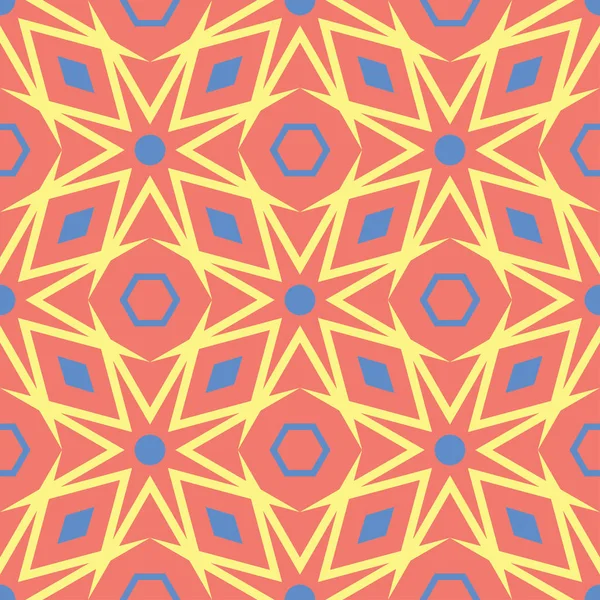 Geometrik kırmızı turuncu seamless modeli. Parlak arka plan duvar kağıtları, Tekstil ve kumaş için mavi ve sarı tasarımı ile