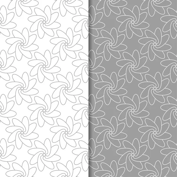 Beyaz ve gri çiçek arka planlar. Tekstil ve duvar kağıtları için dikişsiz desen seti