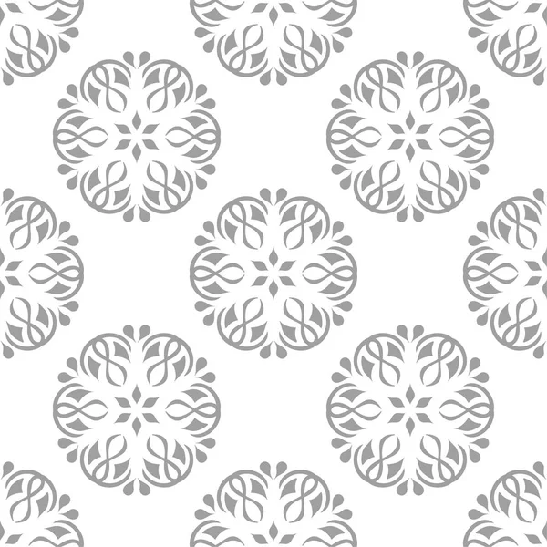 Adorno Floral Blanco Gris Patrón Sin Costuras Para Textiles Fondos — Vector de stock