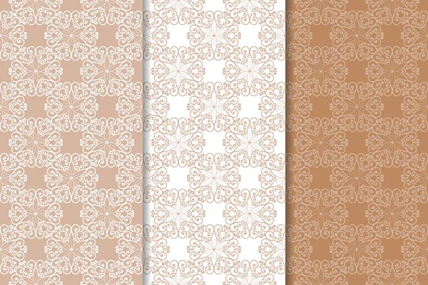 Kahverengi çiçek arka planlar. Tekstil ve duvar kağıtları için dikişsiz desen seti