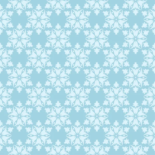 青の背景に白い花のデザイン テキスタイルや壁紙のためのシームレスな飾り — ストックベクタ
