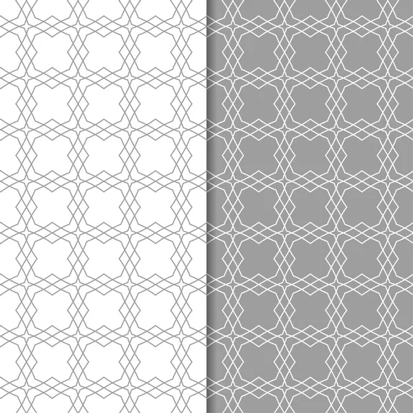 Gri ve beyaz geometrik süsler. Web, Tekstil ve duvar kağıtları için dikişsiz desen seti