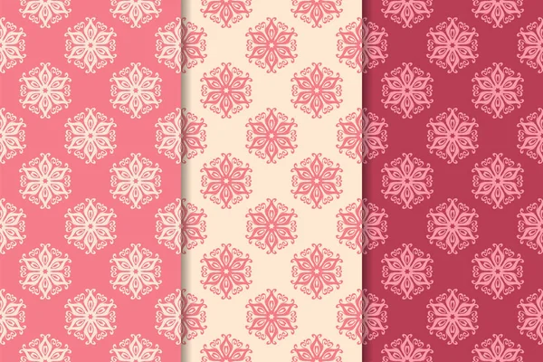 Kiraz kırmızı çiçekli süsler. Dikey Dikişsiz desen seti. Duvar kağıdı arka plan