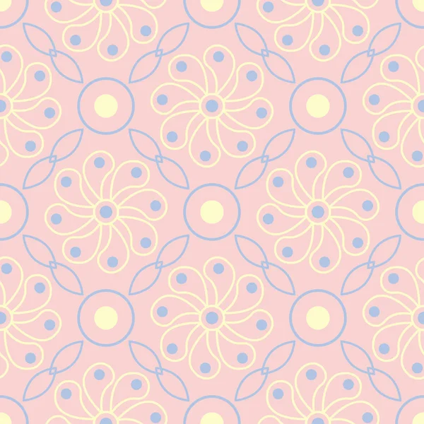 Çiçek soluk pembe sorunsuz bir arka plan. Çiçek desenli duvar kağıtları, Tekstil ve kumaş için ışık mavi ve sarı öğeler