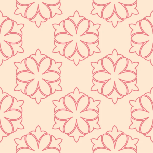 Bej renkli arka plan üzerinde kırmızı çiçekler. Tekstil ve duvar kağıtları için süs seamless modeli