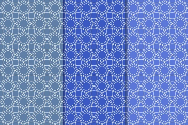 Mavi geometrik süsler. Web, Tekstil ve duvar kağıtları için dikey Dikişsiz desen seti