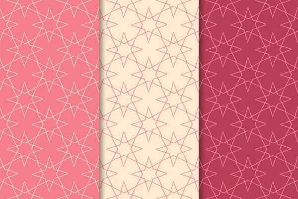 Kiraz kırmızısı geometrik süsler. Web, Tekstil ve duvar kağıtları için dikey Dikişsiz desen seti