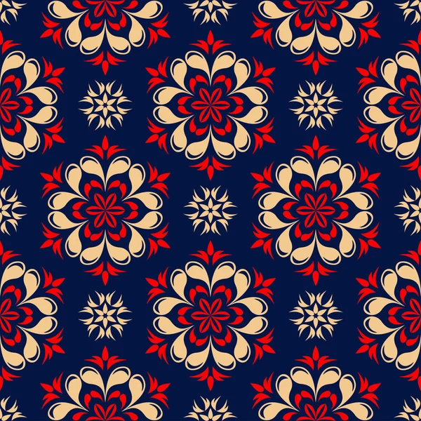 Floral Seamless Pattern Colored Red Blue Background Wallpapers Textile Fabrics — Stock Vector