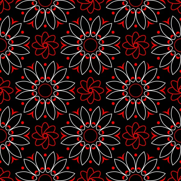 Siyah kırmızı ve beyaz çiçek öğeleri. Sorunsuz arka plan duvar kağıtları için