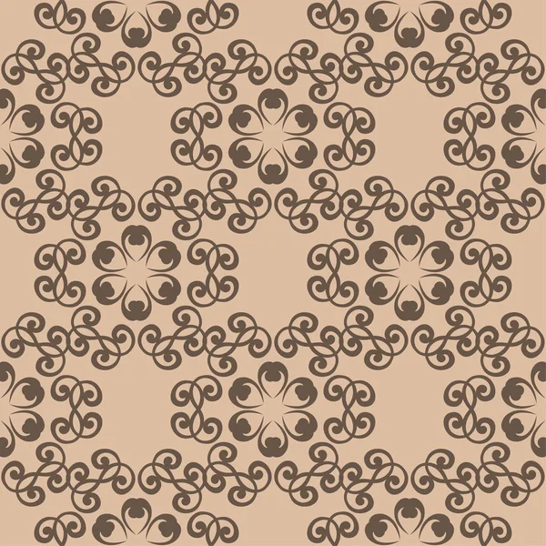 Ornement Floral Brun Sur Fond Beige Modèle Sans Couture Pour — Image vectorielle