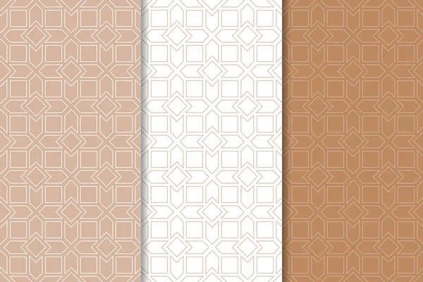 Web, Tekstil ve duvar kağıtları için geometrik Dikişsiz desen kahverengi ve beyaz set