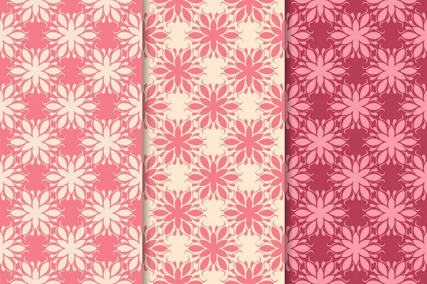 Kırmızı çiçekli süsler kümesi. Kiraz pembe dikey Dikişsiz desen. Duvar kağıdı arka plan