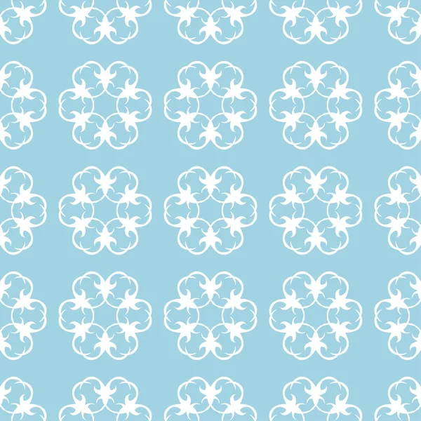 Mavi zemin üzerine beyaz çiçek süsleme. Tekstil ve duvar kağıtları için seamless modeli