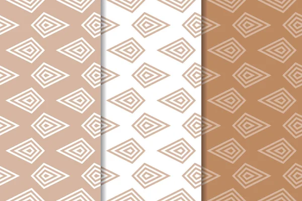 Web, Tekstil ve duvar kağıtları için geometrik Dikişsiz desen kahverengi ve beyaz set