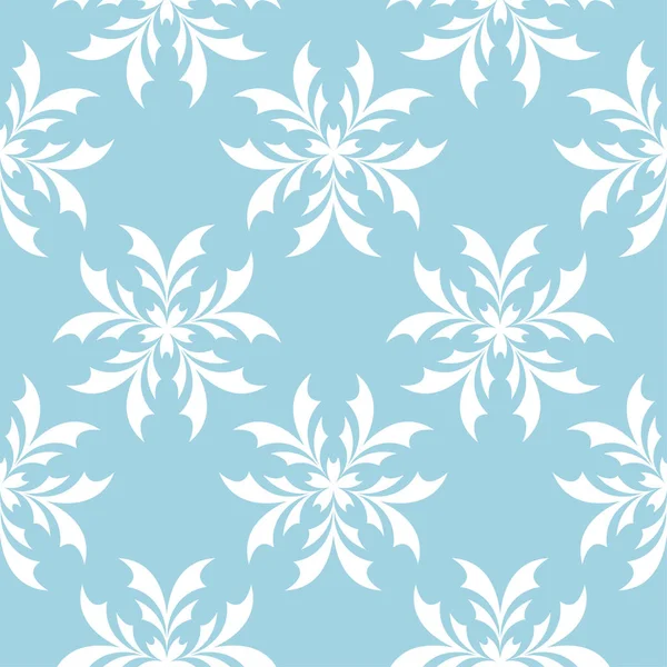 White Floral Ornament Blue Background Seamless Pattern Textile Wallpapers — Stock Vector