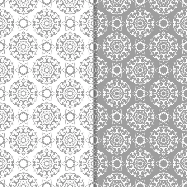 Beyaz ve gri arka plan çiçek kümesi. Tekstil ve duvar kağıtları için dikişsiz desen