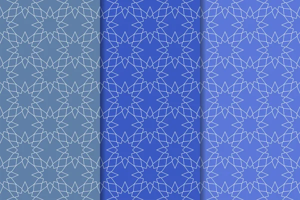 Geometrik süsler kümesi. Web, Tekstil ve duvar kağıtları için mavi dikey Dikişsiz desen
