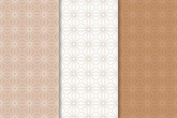 Kahverengi ve beyaz geometrik süsler. Web, Tekstil ve duvar kağıtları için dikişsiz desen seti