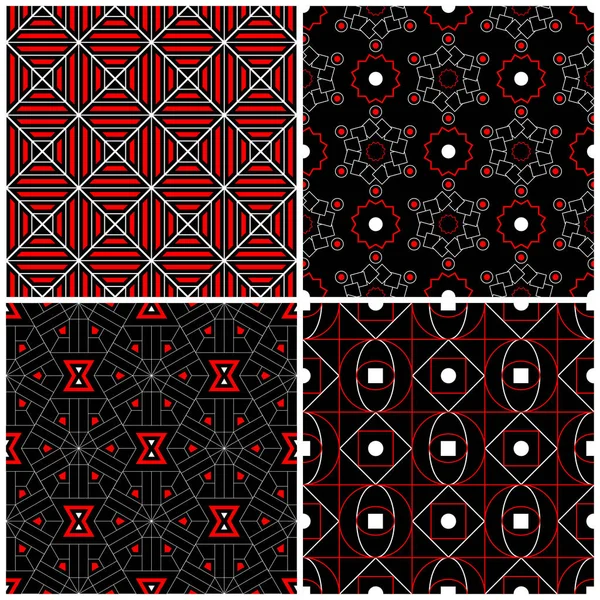 Sorunsuz siyah beyaz ve kırmızı desenler. Klasik geometrik arka plan duvar kağıtları ve tekstil