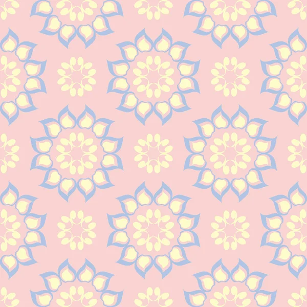 Pembe çiçek seamless modeli ile duvar kağıdı, Tekstil ve kumaş için ışık mavi ve sarı çiçek öğeleri