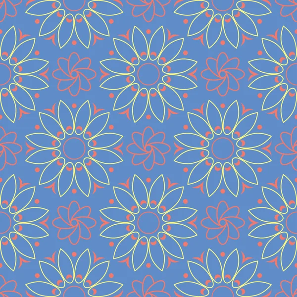 Florales Blaues Nahtloses Muster Farbigen Blumenhintergrund Für Tapeten Textilien Und — Stockvektor