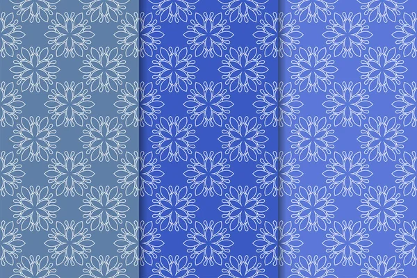 Çiçek süsler kümesi. Mavi dikey Dikişsiz desen. Duvar kağıdı arka plan