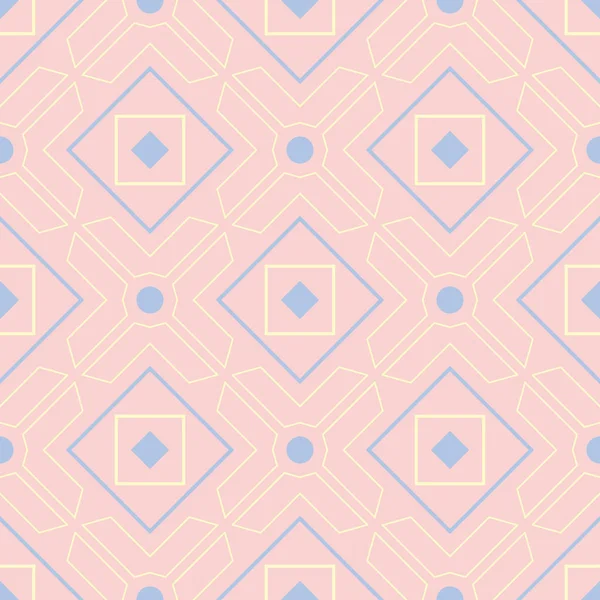 Renkli geometrik desenli sorunsuz arka plan. Duvar kağıtları, Tekstil ve kumaş için pembe, mavi ve bej öğeleri