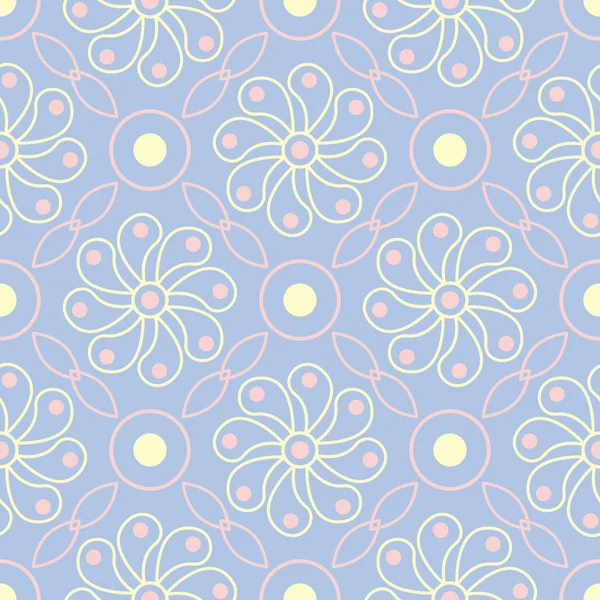 Çiçek seamless modeli. Soluk mavi arka plan duvar kağıtları, Tekstil ve kumaş için bej ve pembe çiçek öğeleri ile