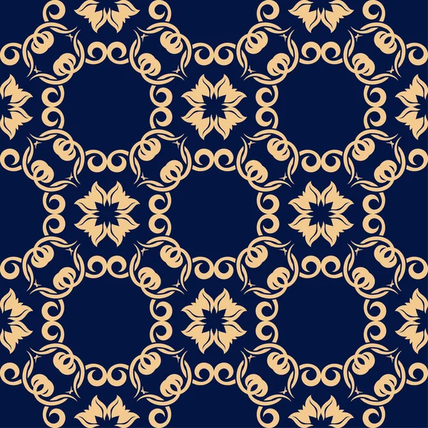 Koyu mavi zemin üzerine altın çiçek öğe. Tekstil ve duvar kağıtları için seamless modeli