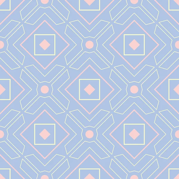 Geometriai Kék Varrat Nélküli Mintát Bézs Rózsaszín Elemek Tapéta Textil — Stock Vector